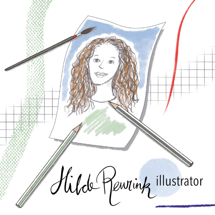 getekend portret van illustrator Hilde Reurink