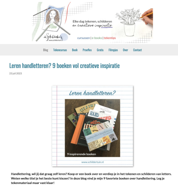 screenshot van weblog de Schildertuin, © Hilde Reurink